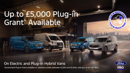 Up to £5,000 Plug-in Grant now available on Electric and Plug-in Hybrid Ford Vans