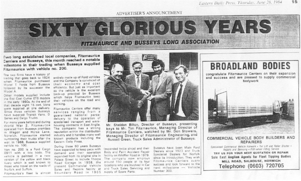 busseys 60 years