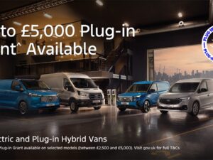 Up to £5,000 Plug-in Grant now available on Electric and Plug-in Hybrid Ford Vans